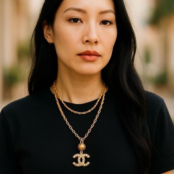 Chanel Vintage Gold Plated Pendant Necklace - Picture 2 of 7